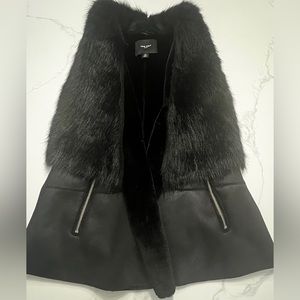 Nine West black fur vest medium